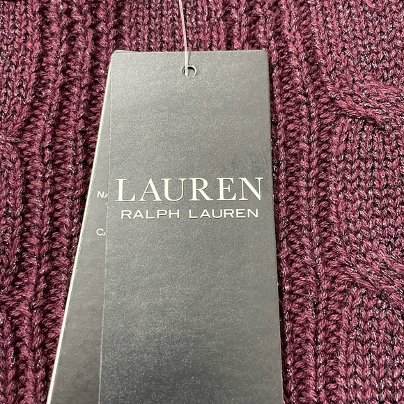 Lauren Ralph Lauren Women’s Cable Knit Cotton Blend Boatneck Sweater Dark Red - Picture 5 of 6